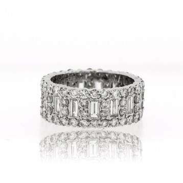 4.90CT Baguette and Round Diamond Eternity Band
